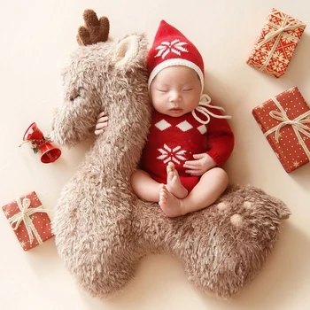 Реквизит за снимки на новородени Плюшевое животно, Кукла Елена, Позирующая Възглавница, Детска Коледна шапка, гащеризон за снимки на бебета, костюм за фотосесията