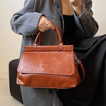 Ретро стил, Дамска чанта-Месинджър, Чанти за пазаруване, Чанта за чанта от Изкуствена Кожа, Дамски чанта През рамо, Ръчна чанта на едно рамо