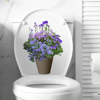 Романтично лилаво стикери за стена под формата на висящи кошници за детската баня, спалня, тоалетна, самозалепващи се