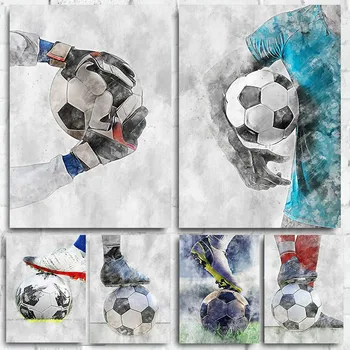 Спортен плакат, Картина върху платно, Скандинавски модерен футболен декор HD Печатни стенни рисунки за хола Украса на дома клуб