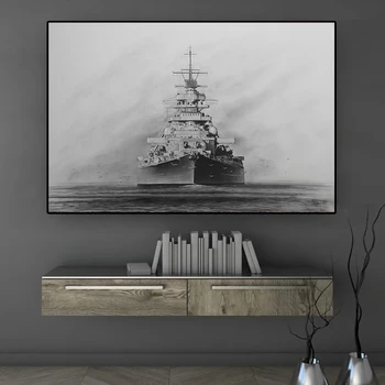 Стари Плакати с Морски Линкорами и Щампи Ретро-бойни кораба Върху Платно Стенни Художествена Картина за Хола Декорация на Дома
