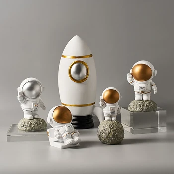 Съвременен модел на астронавти от смола, декорация на дома, красиви фигури на хора, на масата в хола, декоративни подаръци за детска стая за рожден Ден