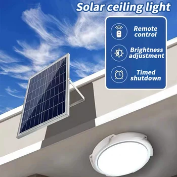 Таванна лампа на слънчева енергия На закрито, Интелигентен плафониери с дистанционно управление за спални, външна градина, вътрешен двор, пилето