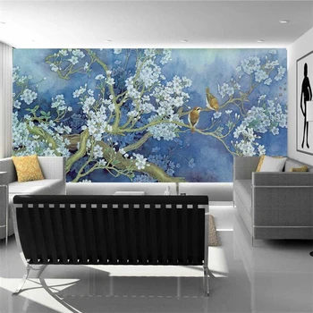 Тапети по поръчка, 3d стенописи, ръчно рисувани цветя и птици, орхидея, ТЕЛЕВИЗИЯ-на фона на стените, хол, спалня, 3D тапети
