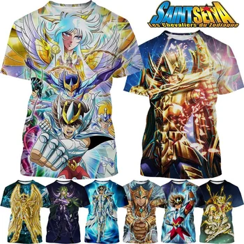 Тениски с 3D принтом Saint Seiya За мъже и жени, класически Аниме-мода с къси ръкави, Индивидуалност, Риза в стил Харадзюку
