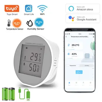 Термометър с честота 2,4 Ghz, Детектор, монтиран на стената lcd Термометър, Умен Влагомер, Аксесоари за измерване на температурата, приложение захранва от USB, Управление на умен дом
