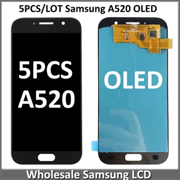Търговия на едро с 5 бр. /лот AMOLED на Samsung Galaxy A520 A5 2017 LCD дисплей с сензорен екран Digtizer в събирането на