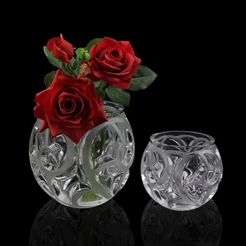 Търговия на едро с фабрика кристален ваза декорация на дома, ваза сватбена украса кръгъл кристален ваза