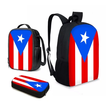 Ученически раници с принтом хартата YIKELUO Пуерто-Рико, модерни раници с националния флаг за момчета, ежедневни чанти-мотилы за тийнейджъри