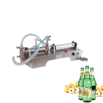 Хоризонтална машина за бутилиране на течности с една глава Пневматична машина за количествено определяне на размера на вината и млечни сокове