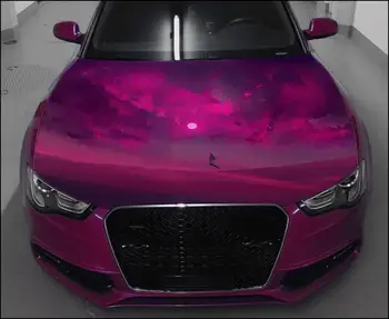 Художествена пейзаж от филм на предния капак на автомобила, пълноцветен винил стикер Desert Art Sticker