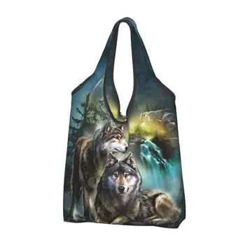Чанта за пазаруване Wolf хранителни Стоки Дамски модерна чанта Moon Клиент през рамо Чанта с голям капацитет