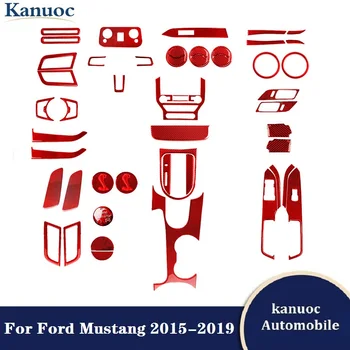Червени етикети, изработени от въглеродни влакна, Различни части за Ford Mustang 2015 2016 2017 2018 2019 Декоративни Аксесоари за интериора на колата