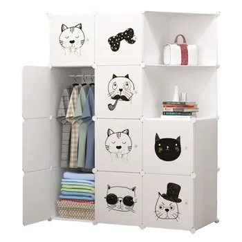 Чисто бял сладък котка прост пластмасов шкаф за съхранение на домакински пластмасови обикновен шкаф, шкаф за възрастни