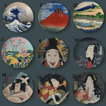 Японската Декоративна Чиния Укие Монтиране На Стена За Чинии Fuji Kanagawa Surf Warrior Картина Стои Табела За Съдове Стенен Начало Декор